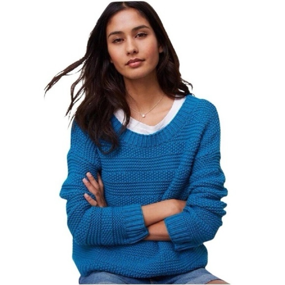 Ann Taylor LOFT 100% Cotton Stitch Stripe Sweater Womens Sz M - Picture 6 of 6